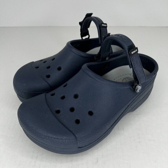 Crocs Unisex Navy Blue Solid Slip On Strap Waterproof Size M9 W11 Clogs - Picture 1 of 9